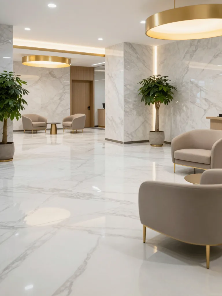 Nowoczesne lobby biurowca - profesjonalna obsługa nieruchomości dla firm.