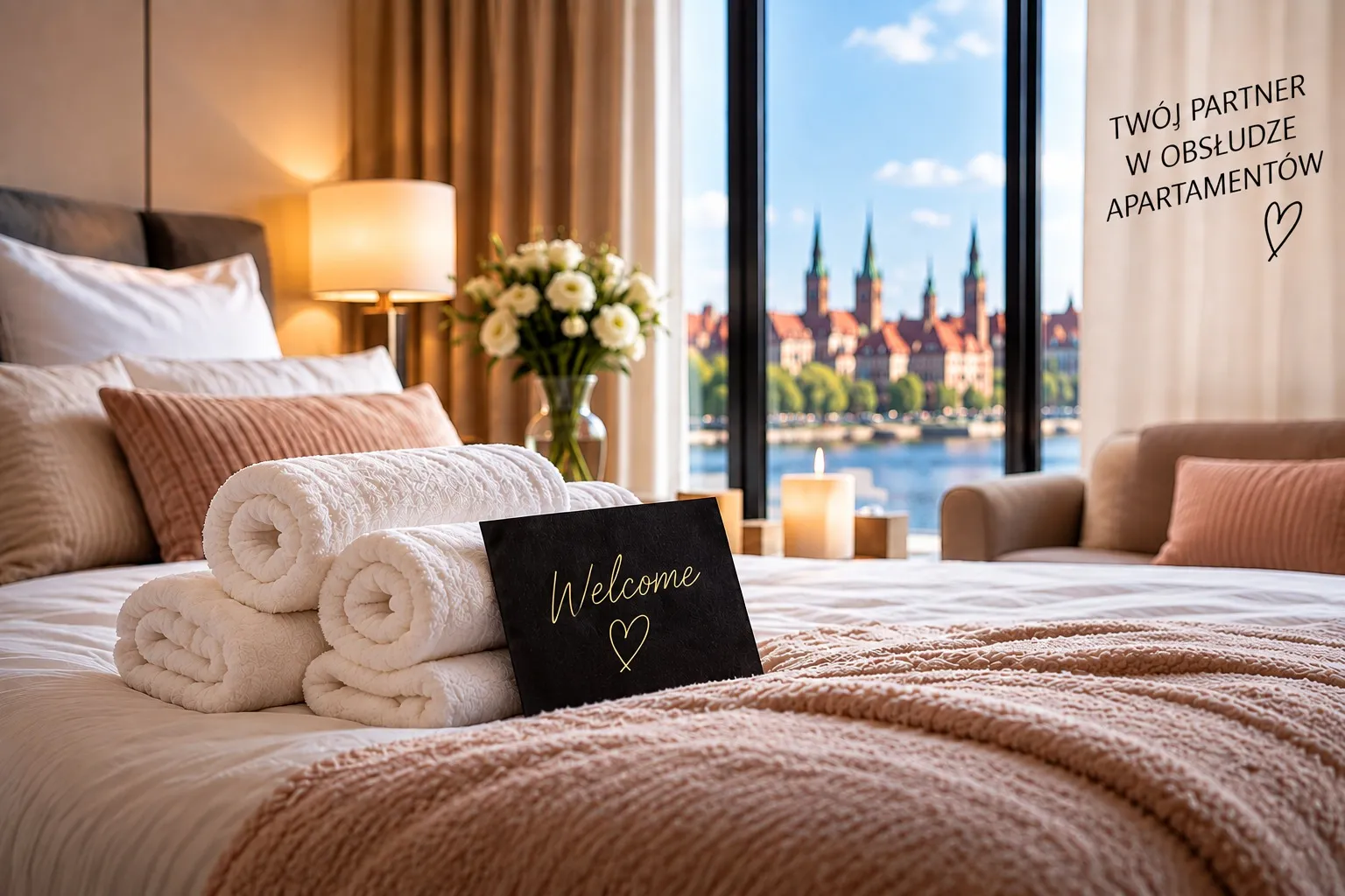 Apartament przygotowany dla gości z widokiem na Gdańsk - usługa Fresh Stay.